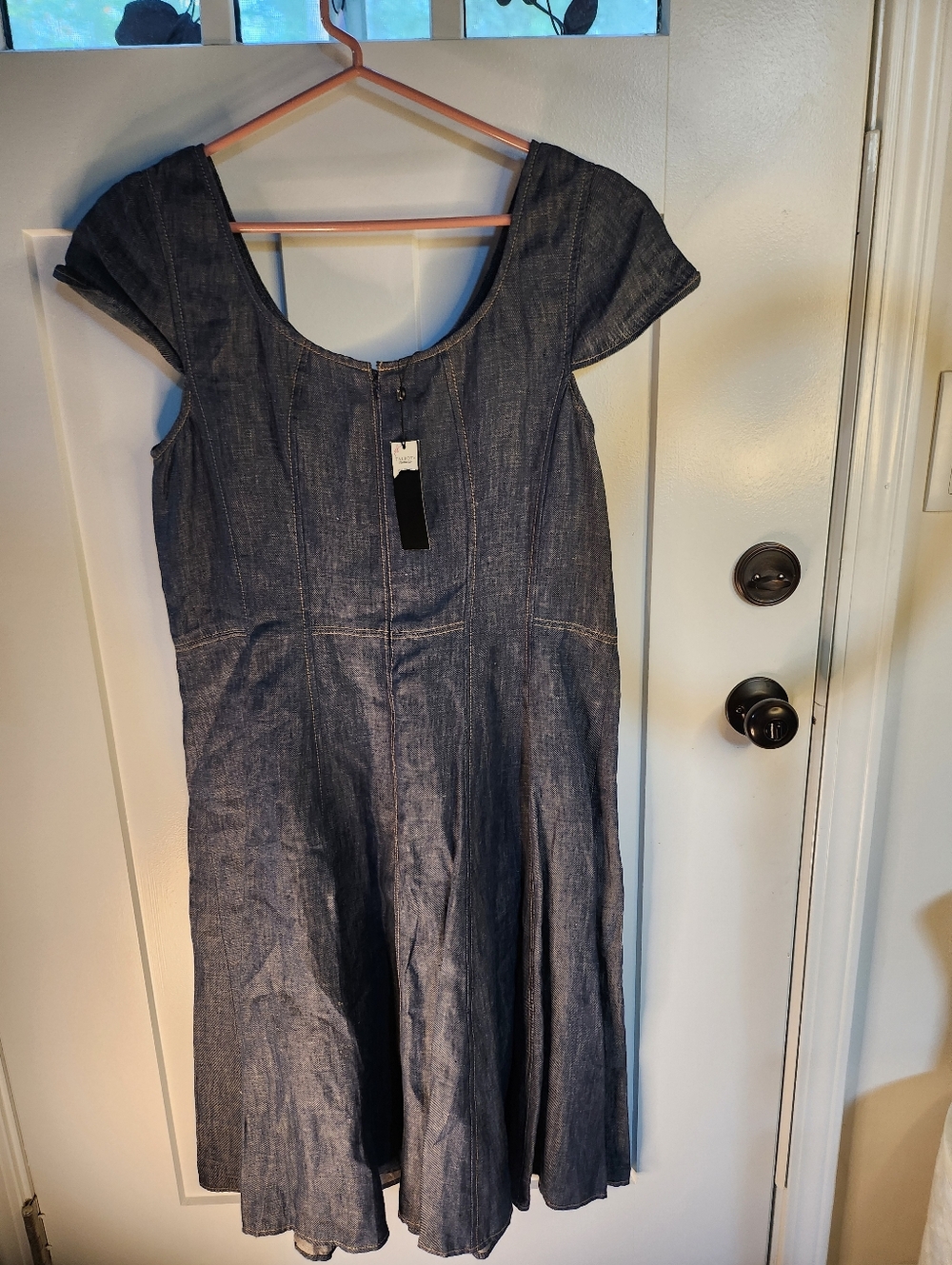 Talbots Dark Blue Denim Scoop-Neck Midi Dress